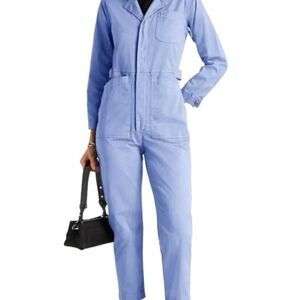 ALEX MILL Standard cropped stretch-cotton jumpsuit in light blue sz Small